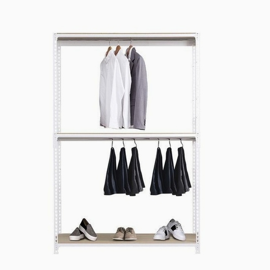 영진산업 스피드랙 드레스룸 시스템 철제 행거봉2개 3단 행거 1200x600