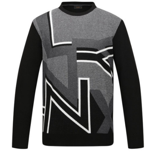 링스  로고 자카드 라운드 니트 L11E3SR322_BK