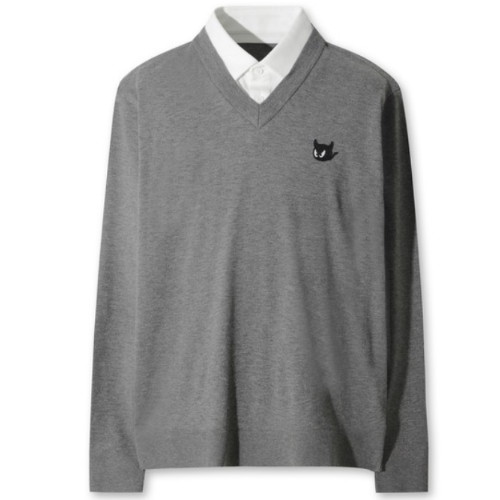 WAAC  페이크 레이어 브이넥 스웨터 WMWAA25605GYM