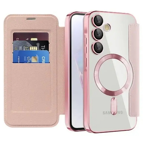 수나르  갤럭시A56 맥세이프 클리어백 가죽 플립커버 케이스