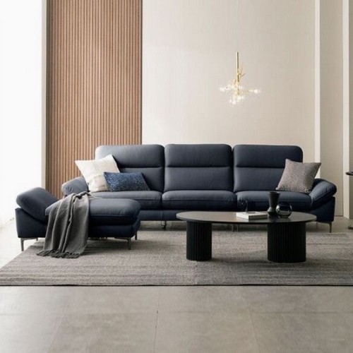 다우닝가구 시엘 전체 천연면피가죽 소파 4인용