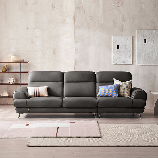 디오스 전체 천연면피가죽 소파 3.5인용