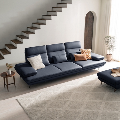 플랫 콤팩트 스윙 전체 천연면피 가죽 소파 4인용