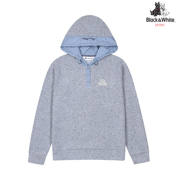 블랙앤화이트 우븐패치 후드 티셔츠 9424LXSP