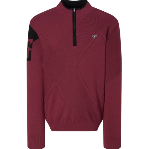 LF 닥스골프 소매로고 체크 반집업 니트 DGSW5C651D2