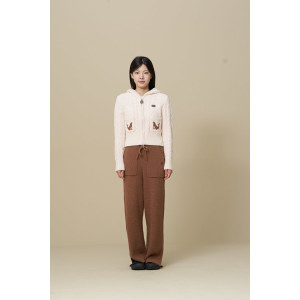 핑크  테디 케이블 후디 집업 BE43JZ52W530