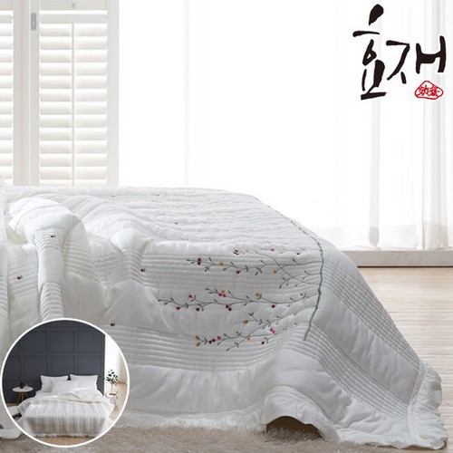 효재 정원 간절기 꽃자수 피그먼트 차렵이불 베개세트