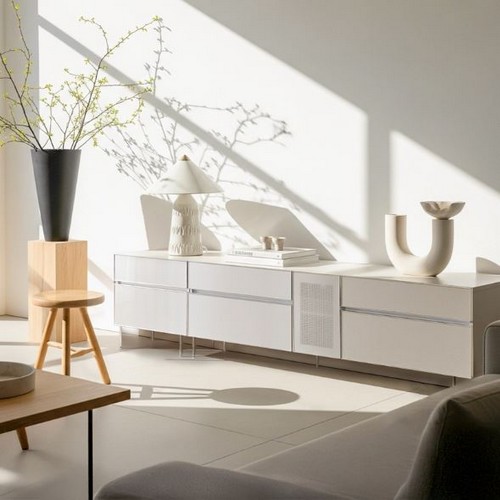 장인가구 무와 E0등급 하이그로시 거실장 세트 2400