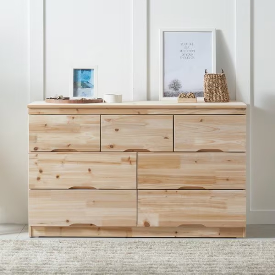 오목샘 에일 3단 원목 서랍장 1200