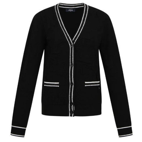 팬텀  크링클 자가드 V넥 니트 가디건 221E3SD106_BK