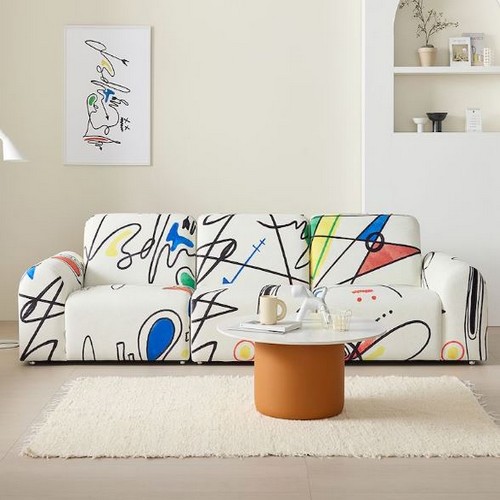 끌레오 듀이 아트 모듈 갤럭시 패브릭 소파 4인용