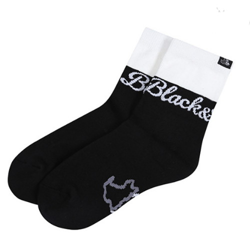 블랙앤화이트  컬러블럭 배색 중목 양말 8115LXSC_BLACK