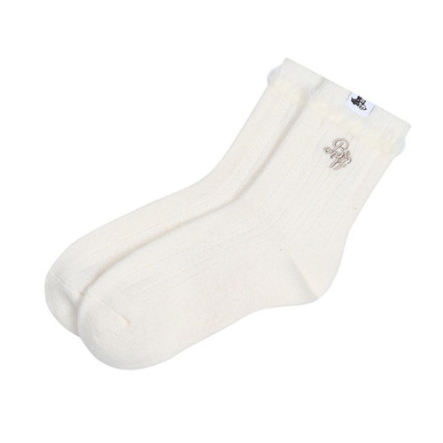 블랙앤화이트  부클포인트 울 중목 양말 8135LXSC_WHITE