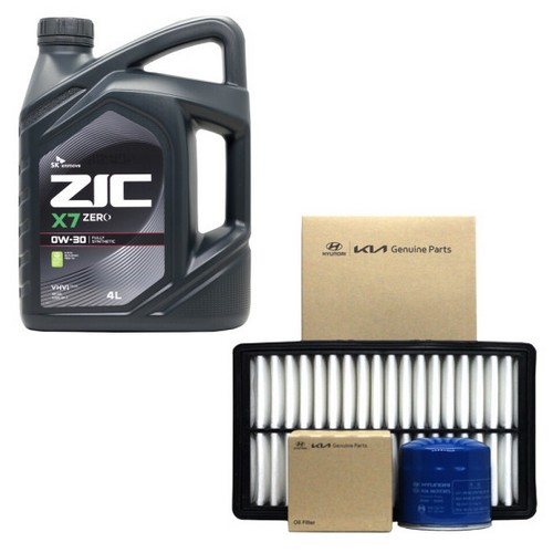 SK엔무브 ZIC 제로 X7 0W30 4L + 순정필터 현대 더 뉴 캐스퍼 가솔린