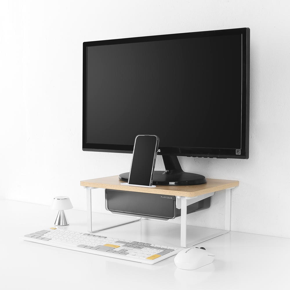 포트리스 미니 모니터 받침대 폰 겸용 높이14cm 모바일거치식 베이지