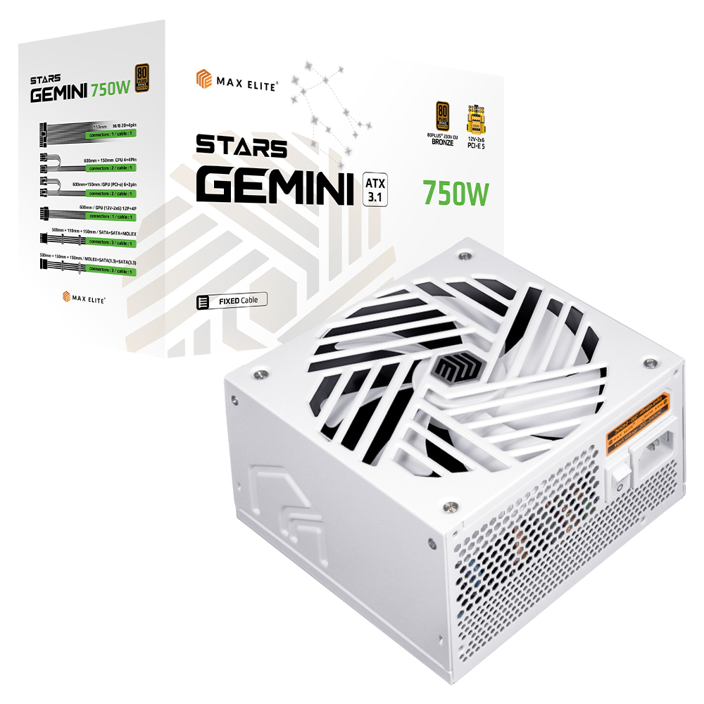 맥스엘리트  STARS GEMINI 750W 80PLUS브론즈 ATX3.1 화이트