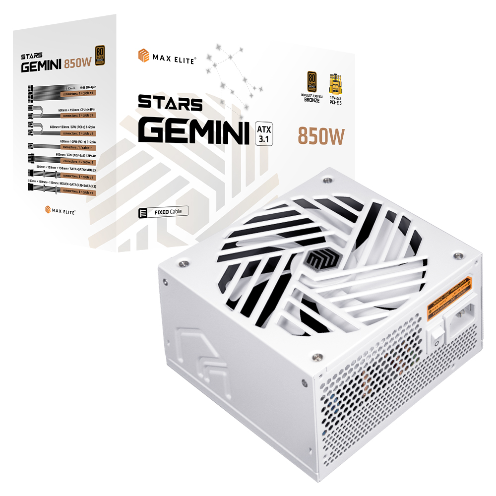 맥스엘리트  STARS GEMINI 850W 80PLUS브론즈 ATX3.1 화이트