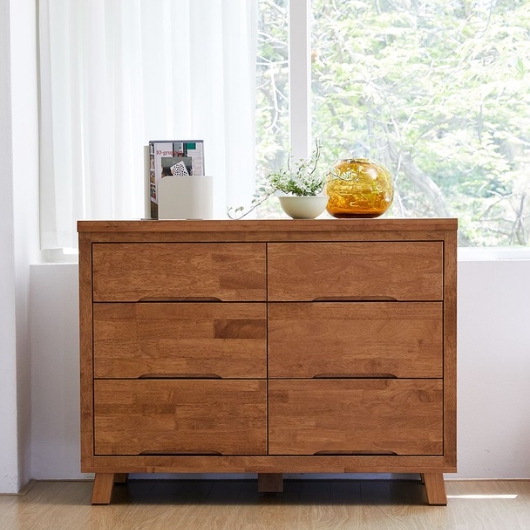 아트 3단 월넛 원목 와이드 서랍장 1200