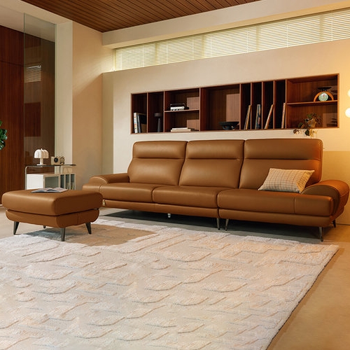 다우닝 클로 전체 천연통가죽 소파 3.5인용