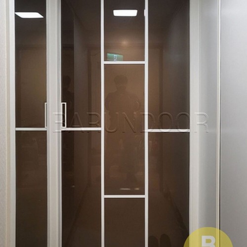 바른사람 바른도어 초슬림 띠분할형 화이트 브론즈강화유리 3연동 중문