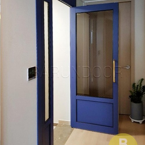 바른사람 바른도어 네이비 브론즈망입 강화유리 고시형 비대칭 양개스윙중문
