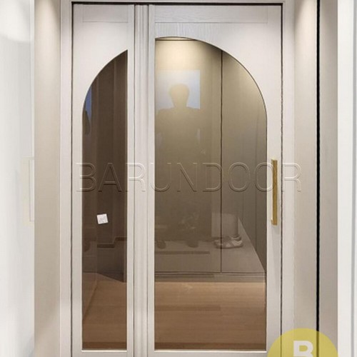 아치형 화이트 브론즈강화유리 폴딩스윙중문