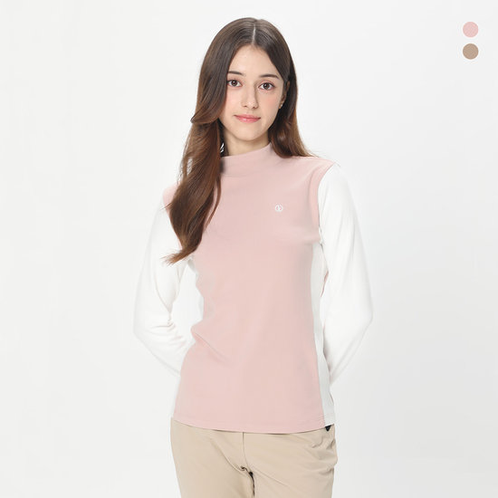 데니스골프 리브 블록 모크넥 긴팔 티셔츠 NAQFLTS054