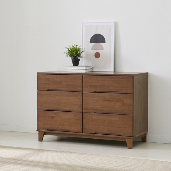 아름이와다움이 누트월넛 속깊은 고무나무원목 3단와이드 서랍장 1200