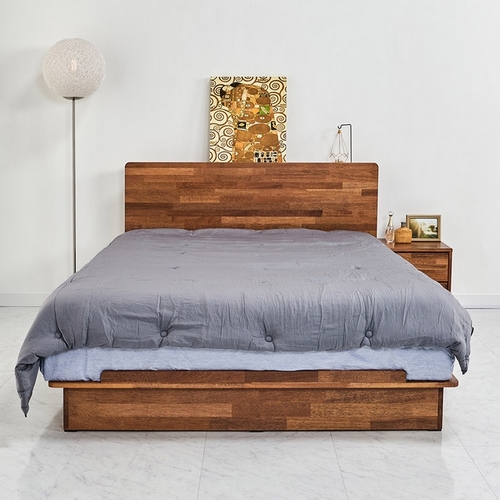 인우드 페린스 평상형 멀바우 원목 LED침대 LK