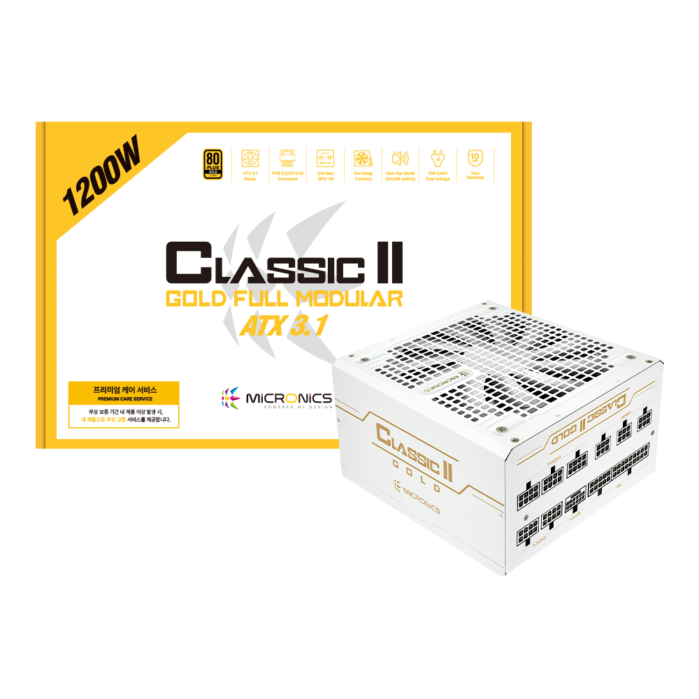 마이크로닉스  Classic II 1200W 80PLUS골드 풀모듈러 화이트 ATX3.1