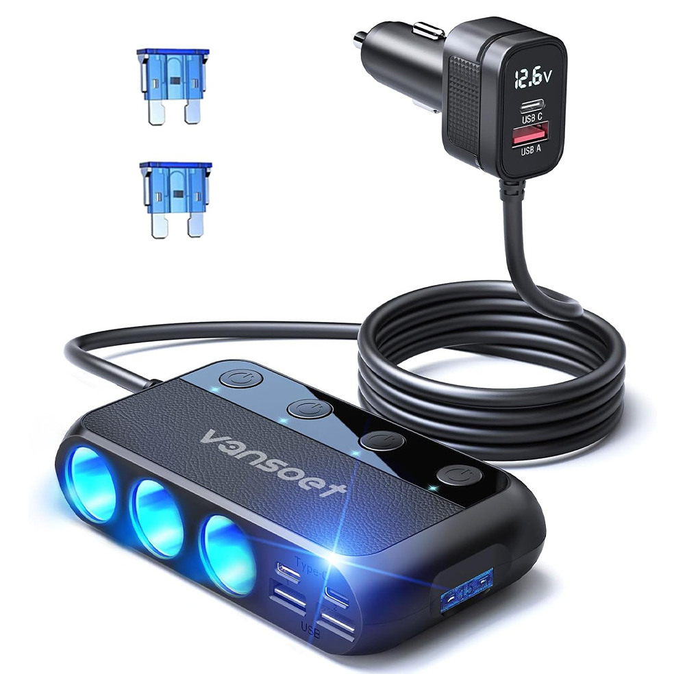 밴수트 9 in 1 차량용 멀티소켓 시거잭 고속 충전기 12V 24V PD QC