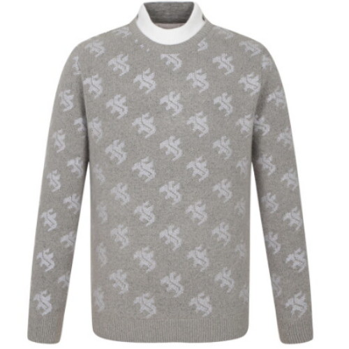 팬텀  배색 자카드 방풍 모크넥 긴팔 니트 211E4SR162_GY