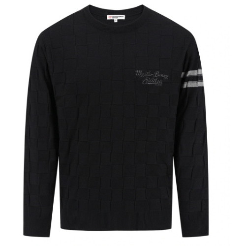 마스터바니에디션  체커보드 배색 라인 긴팔 니트 411E3SR307_BK