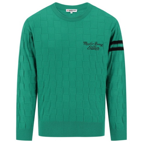 마스터바니에디션 체커보드 배색 라인 긴팔 니트 411E3SR307_GN