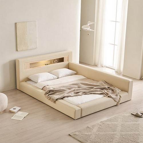 삼익가구 포레티 편백나무 LED 밸런스형 가죽 침대 Q