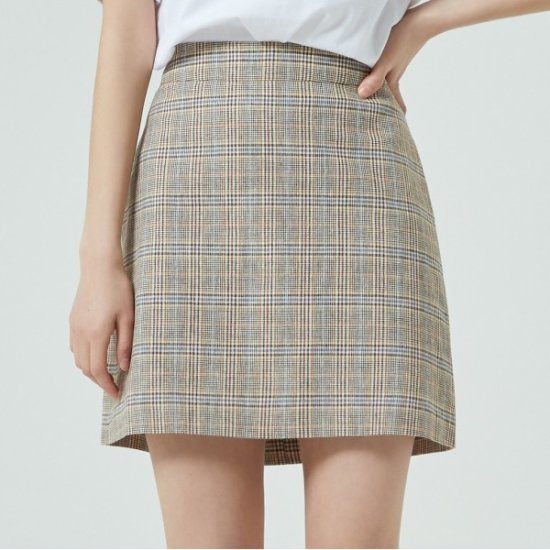 미쏘 면마 체크 미니 스커트 MIWWHA413G