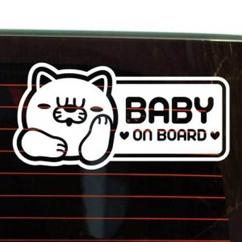 뭉키월드  행복한 냥이 Baby On Board 스티커 LSC-946