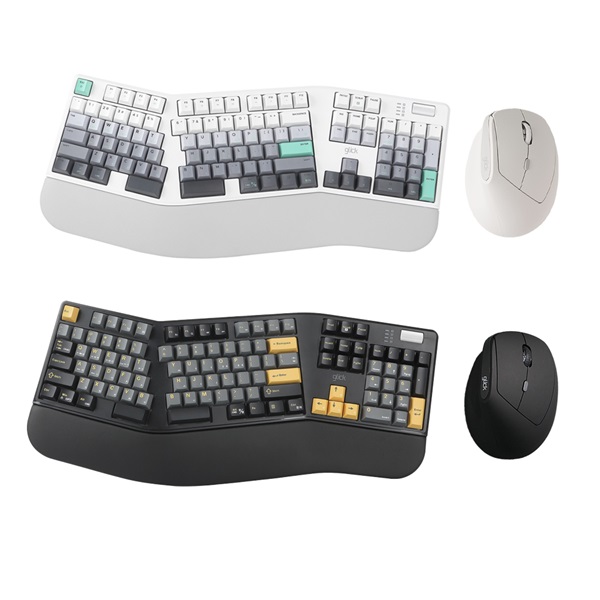 지클릭커  OFFICEPRO 에르고M EMK660 무선 기계식 키보드 마우스 세트 옐로우 블랙