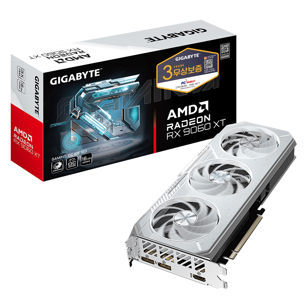 GIGABYTE  라데온 RX 9060 XT Gaming OC ICE D6 16GB 피씨디렉트