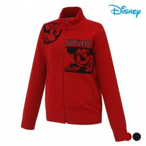 디즈니골프  메리노울 캐시미어 캐릭터 배색 니트 집업 가디건 DP4LKGR33