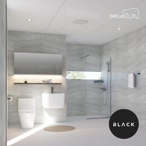 대림바스  하이엔드 블랙 포세린 토르 와이드 LED 거울 플랩장형 거실욕실