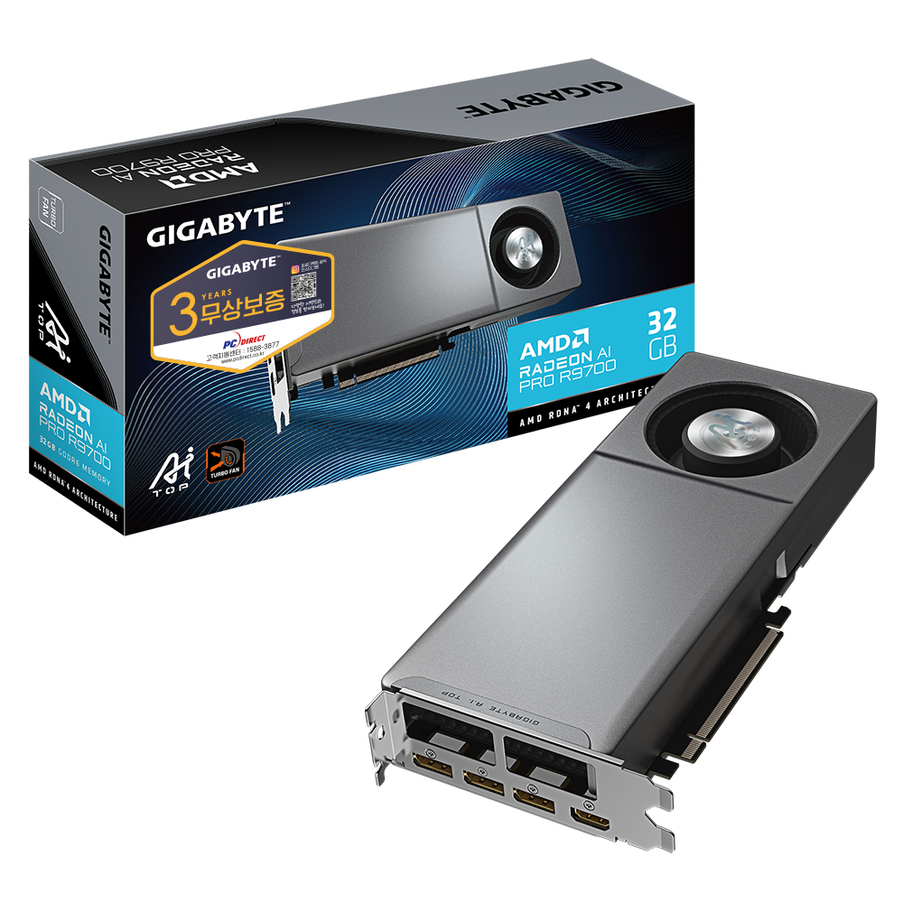 GIGABYTE  라데온 AI PRO R9700 AI TOP D6 32GB 피씨디렉트