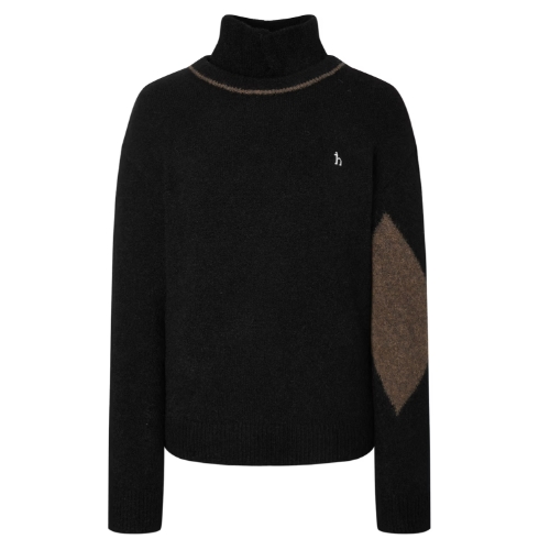 LF 헤지스골프 알파카 울 혼방 아가일 방풍 탈부착 니트 풀오버 HWSW5D753BK