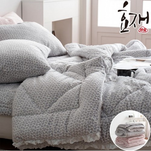 효재 볼로스 롱파일 극세사 옥수수솜 차렵이불 베개세트
