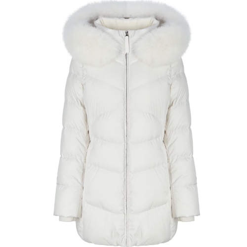 LF 헤지스골프 블루 폭스 퍼 중힙 다운 패딩 HWJU5D813CR