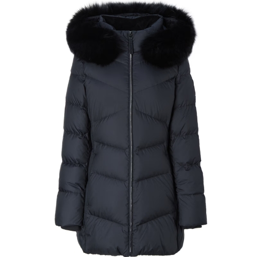 LF 헤지스골프 블루 폭스 퍼 중힙 다운 패딩 HWJU5D813BK