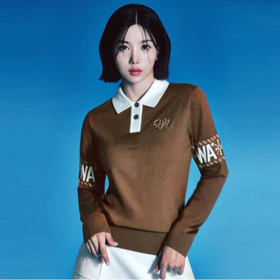 와이드앵글  CO 소매 포인트 폴로 스웨터 WWW25K71E3