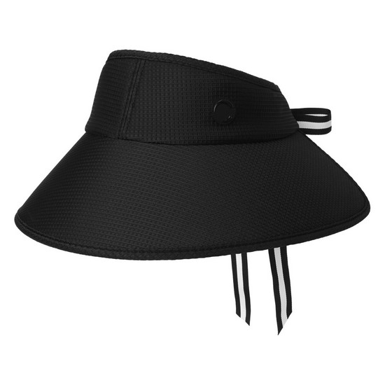 챌린저  와플 텍스처 탈부착 리본 포인트 와이드 챙 썬캡 CHE2WCP2686BK