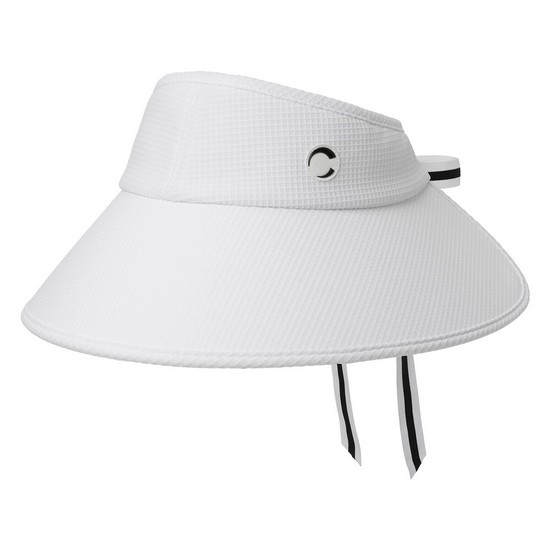 챌린저  와플 텍스처 탈부착 리본 포인트 와이드 챙 썬캡 CHE2WCP2686WH