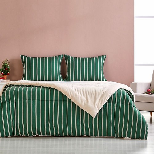 모던하우스 소프트워싱 극세사 차렵이불 그린 스트라이프